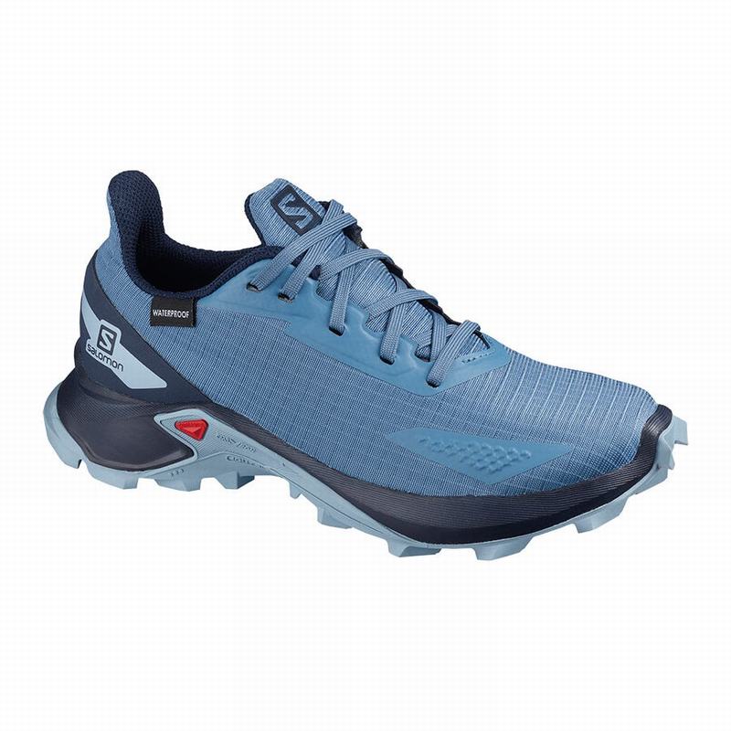 Salomon Singapore Kids Trail Running Shoes - ALPHACROSS BLAST CLIMASALOMON™ WATERPROOF Blue/Navy | 8